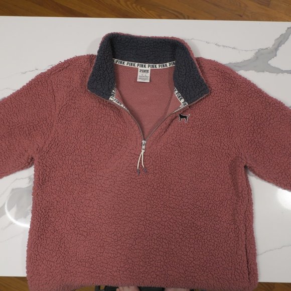 PINK Victoria's Secret Rose Sherpa Pullover Medium - Picture 3 of 5